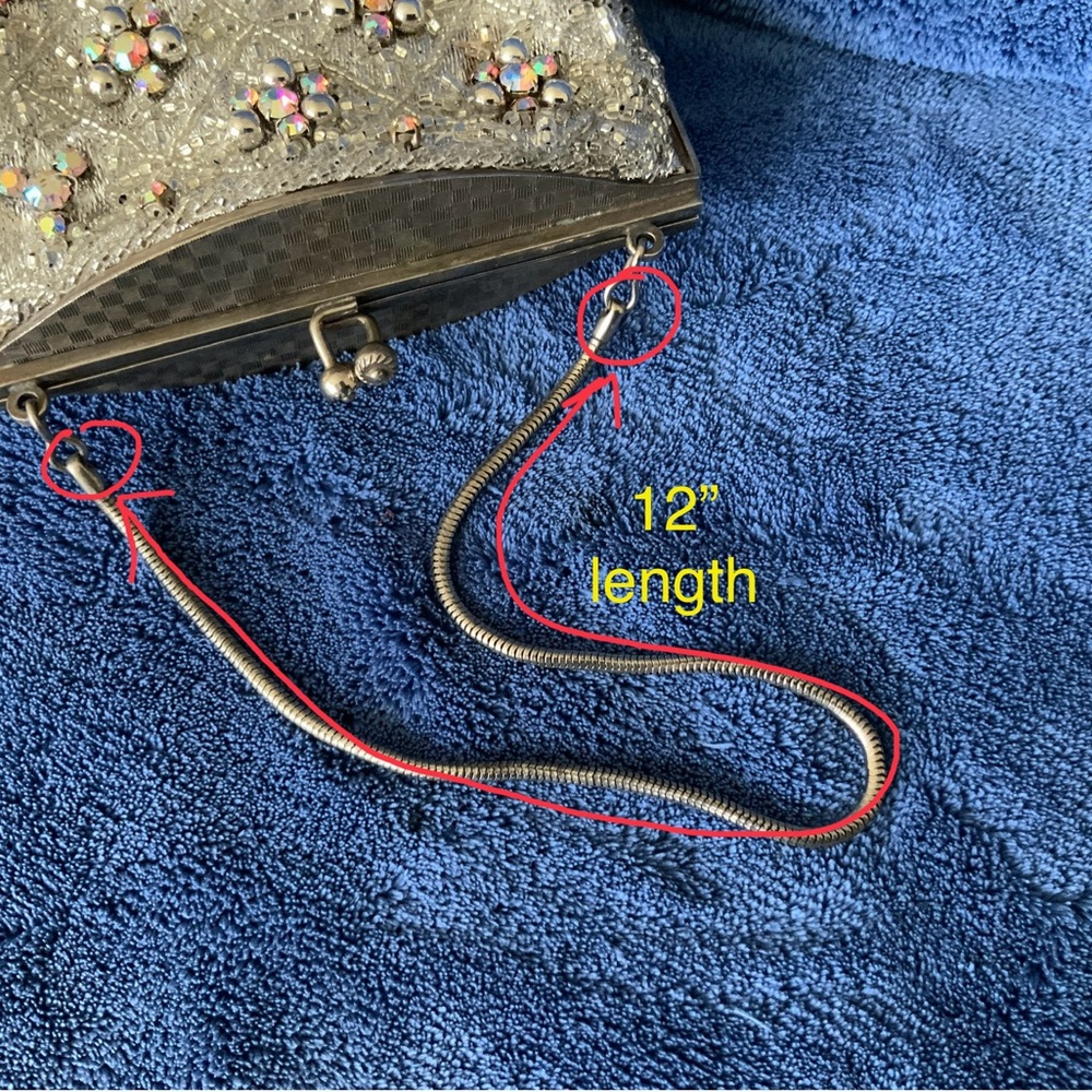 VINTAGE RAINBOW RHINESTONE & BEADED PURSE. - Picture 6 of 10